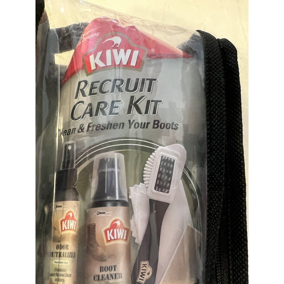 Vintage Unopened Kiwi Recruit Care Boot Cleaner Odor Neutralizer Kit w/ Brushes - Picture 2 of 12